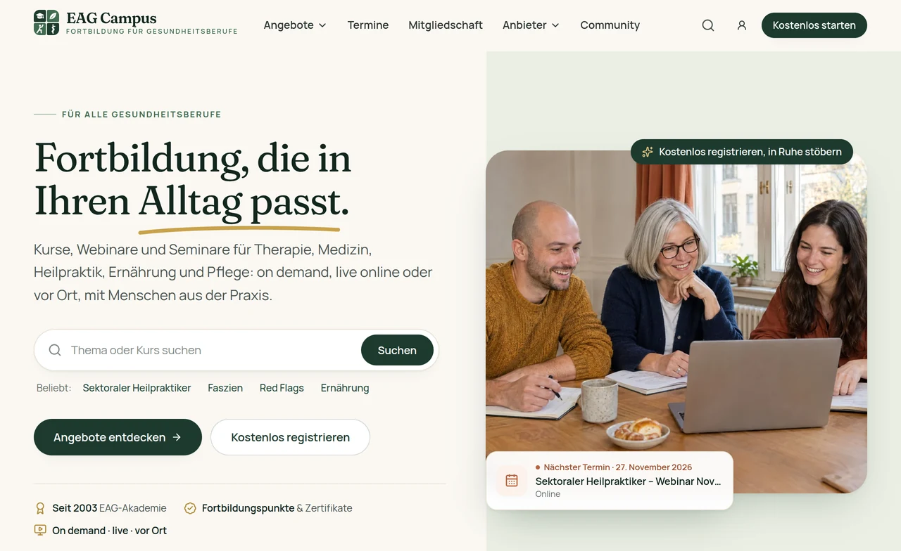 Startseite von EAG Campus