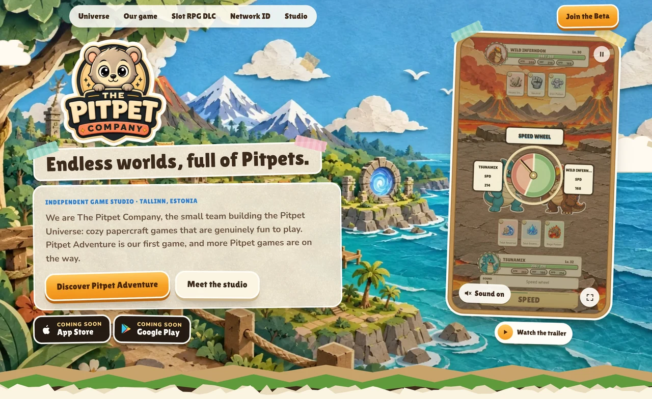 Startseite der Pitpet Company